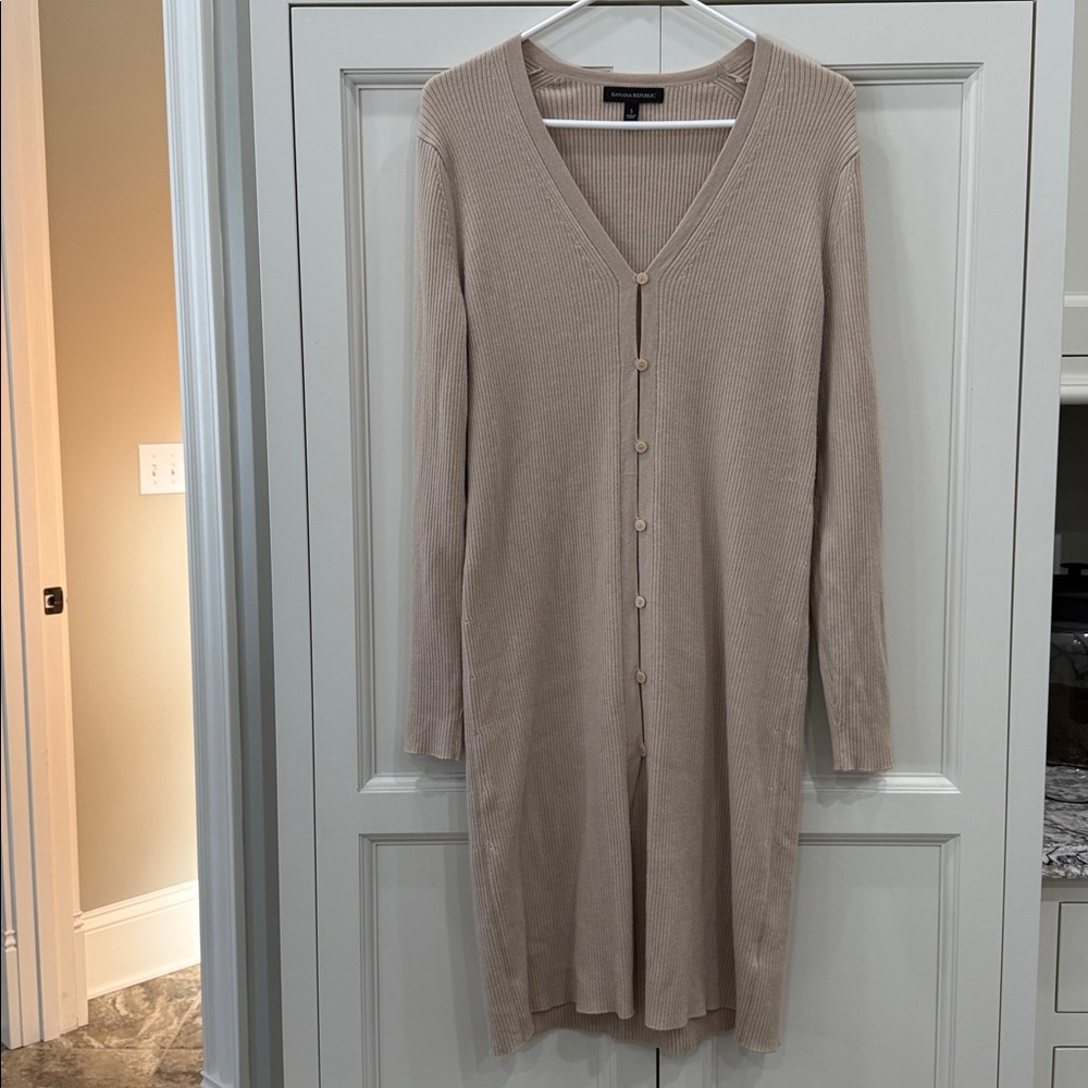 Banana Republic Ribbed Merino Wool Blend Duster Long Cardigan Sweater Sz Small